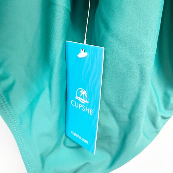 Cupshe Women's Ruched Cross Back One Piece Swimsuit Green Size Large - Picture 5 of 7